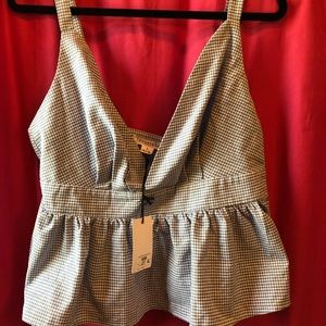 Blue and white Gingham tank top.